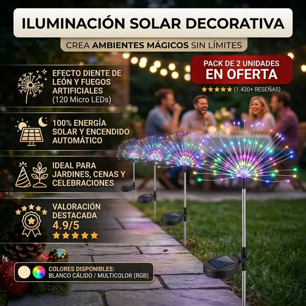 Caja de 2 Estacas Led Solares de Jardín