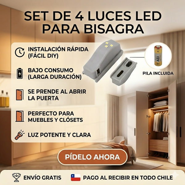 Set de 4 Luces Led Para Bisagras