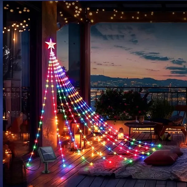 Cascada Solar Tipo Árbol Con Estrella